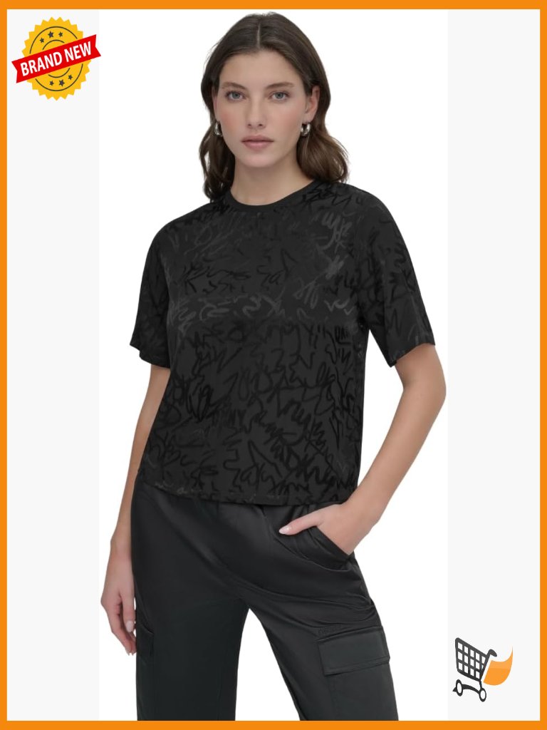 Short Sleeve Logo Jacquard T-Shirt For Women - Relaxed Fit